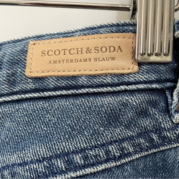 [26l] Scotch & Soda Silver Light Wash Studded Hi Rise 60’s Flare Leg Denim Jean - Picture 10 of 16